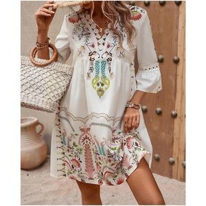 Embroidered White Mini Dress
